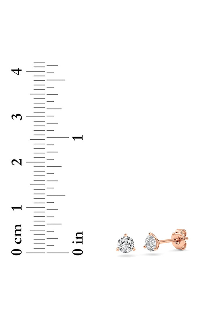 0.5CTW Round Shaped Lab Grown Diamond (G/VS) Three Prong Martini Stud Earrings in 14K Gold