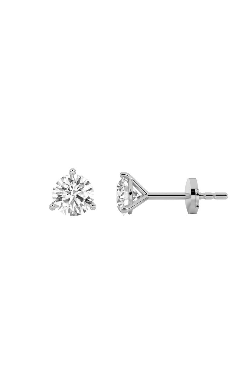 0.5Cttw Round Shaped Lab Grown Diamond (F/VS) Three Prong Martini Stud Earrings in 14K Gold