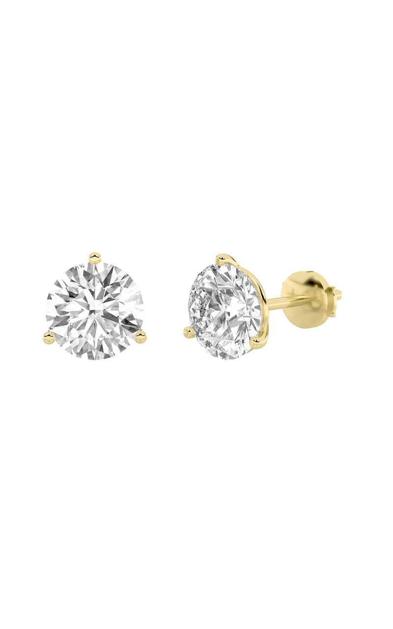 1CTW Round Shaped Lab Grown Diamond (G/VS) Three Prong Martini Stud Earrings in 14K White Gold