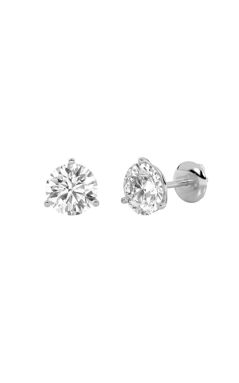 0.5Cttw Round Shaped Lab Grown Diamond (F/VS) Three Prong Martini Stud Earrings in 14K Gold