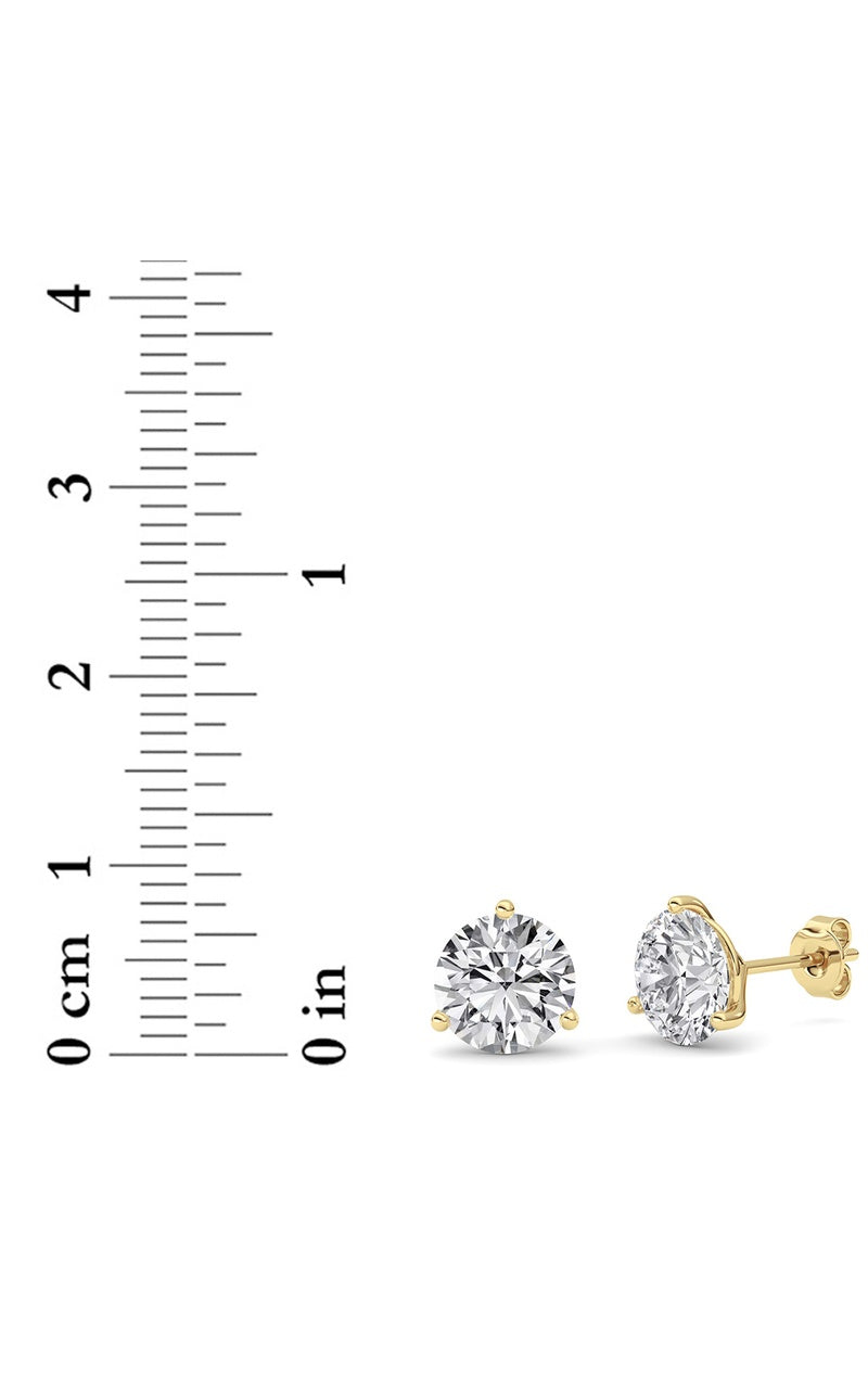 4Cttw Round Shaped Lab Grown Diamond (G/VS) ThreeProng Martini Stud Earrings in 14K White Gold