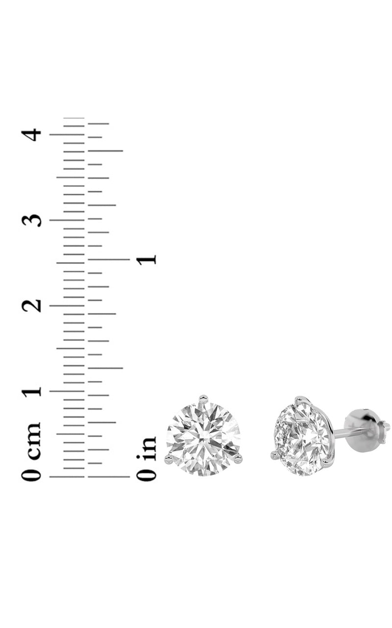 4.5CTW Round Shaped Lab Grown Diamond (G/VS) Three Prong Martini Stud Earrings in 14K White Gold