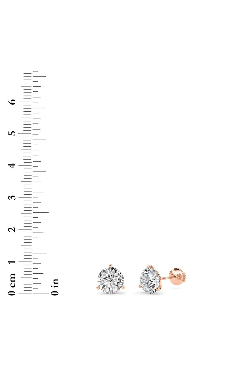 4.5CTW Round Shaped Lab Grown Diamond (G/VS) Three Prong Martini Stud Earrings in 14K White Gold