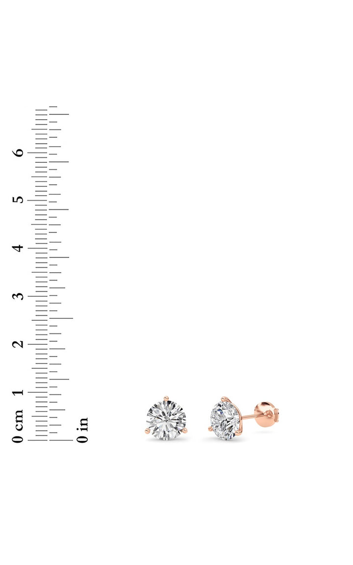 4.5CTW Round Shaped Lab Grown Diamond (G/VS) Three Prong Martini Stud Earrings in 14K White Gold