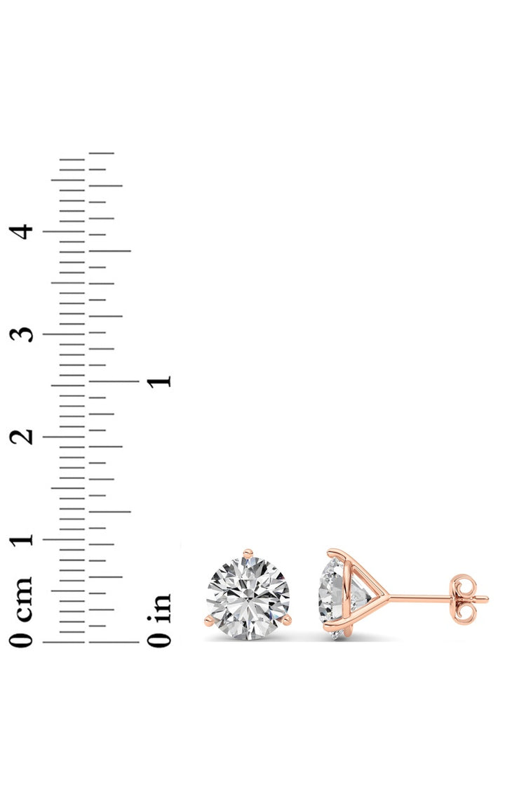 5Cttw Round Shaped Lab Grown Diamond (G/VS) ThreeProng Martini Stud Earrings in 14K White Gold