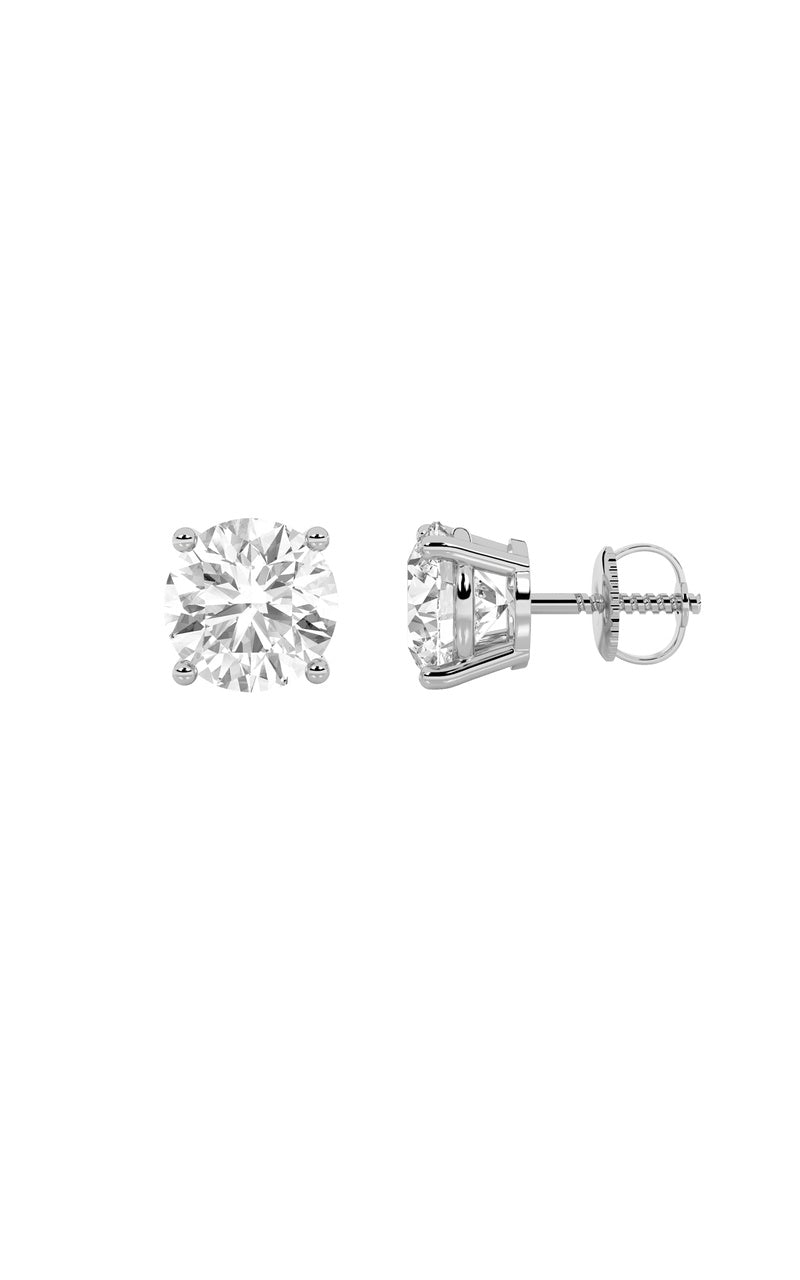 5.5CTW Round Shaped Lab Grown Diamond (G/VS) Three Prong Martini Stud Earrings in 14K White Gold