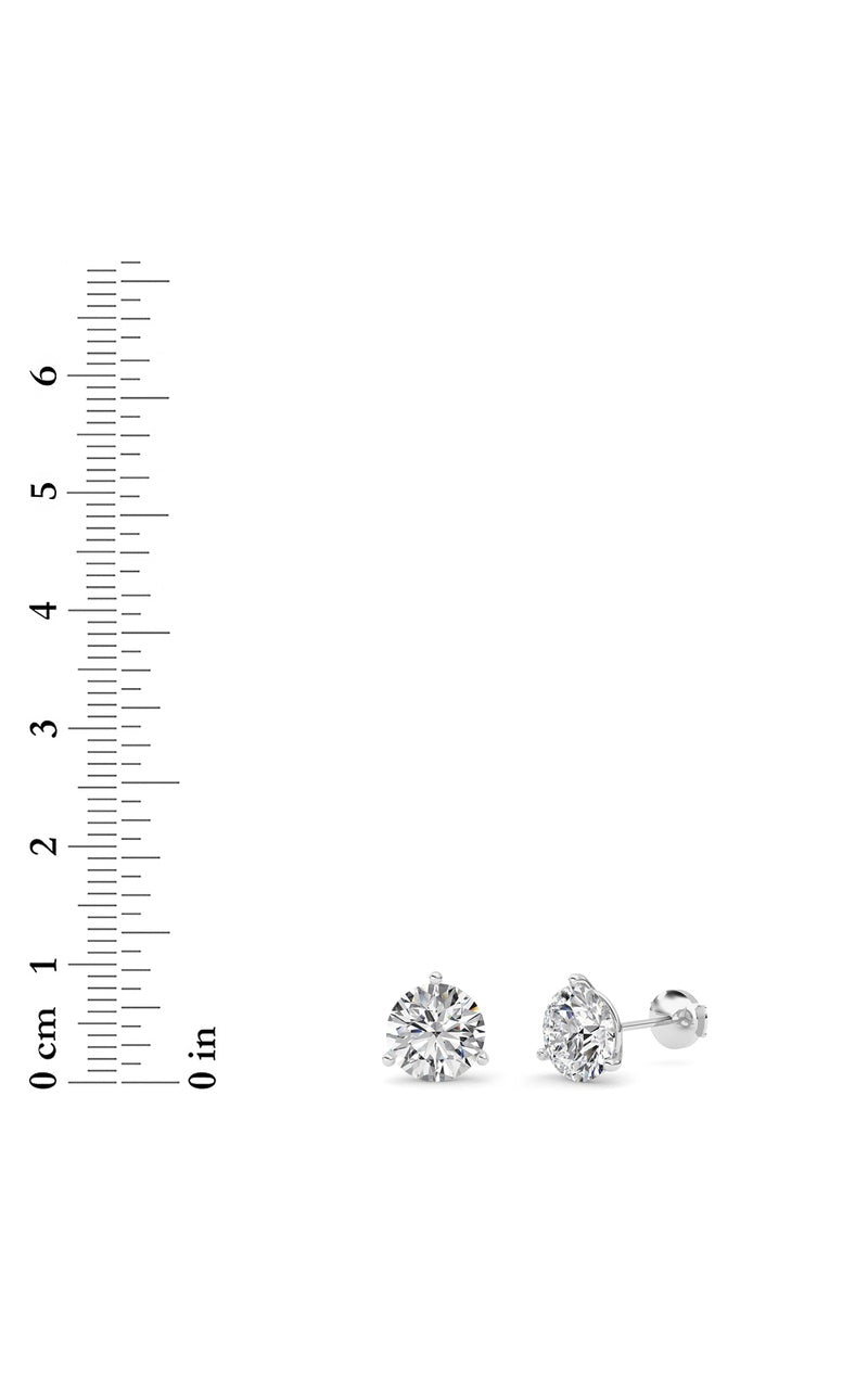 5.5Cttw Round Shaped Lab Grown Diamond (G/VS) Three Prong Martini Stud Earrings in 14K White Gold