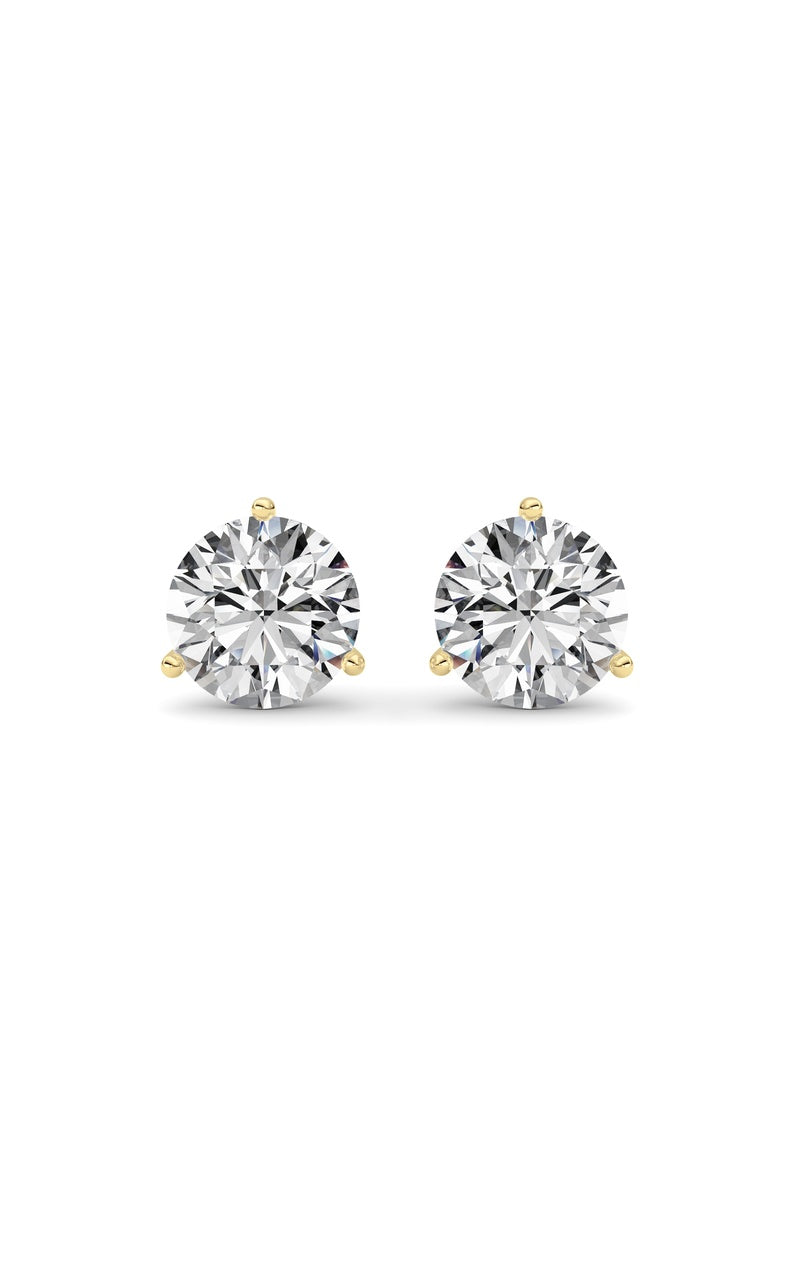 5.5CTW Round Shaped Lab Grown Diamond (G/VS) Three Prong Martini Stud Earrings in 14K White Gold