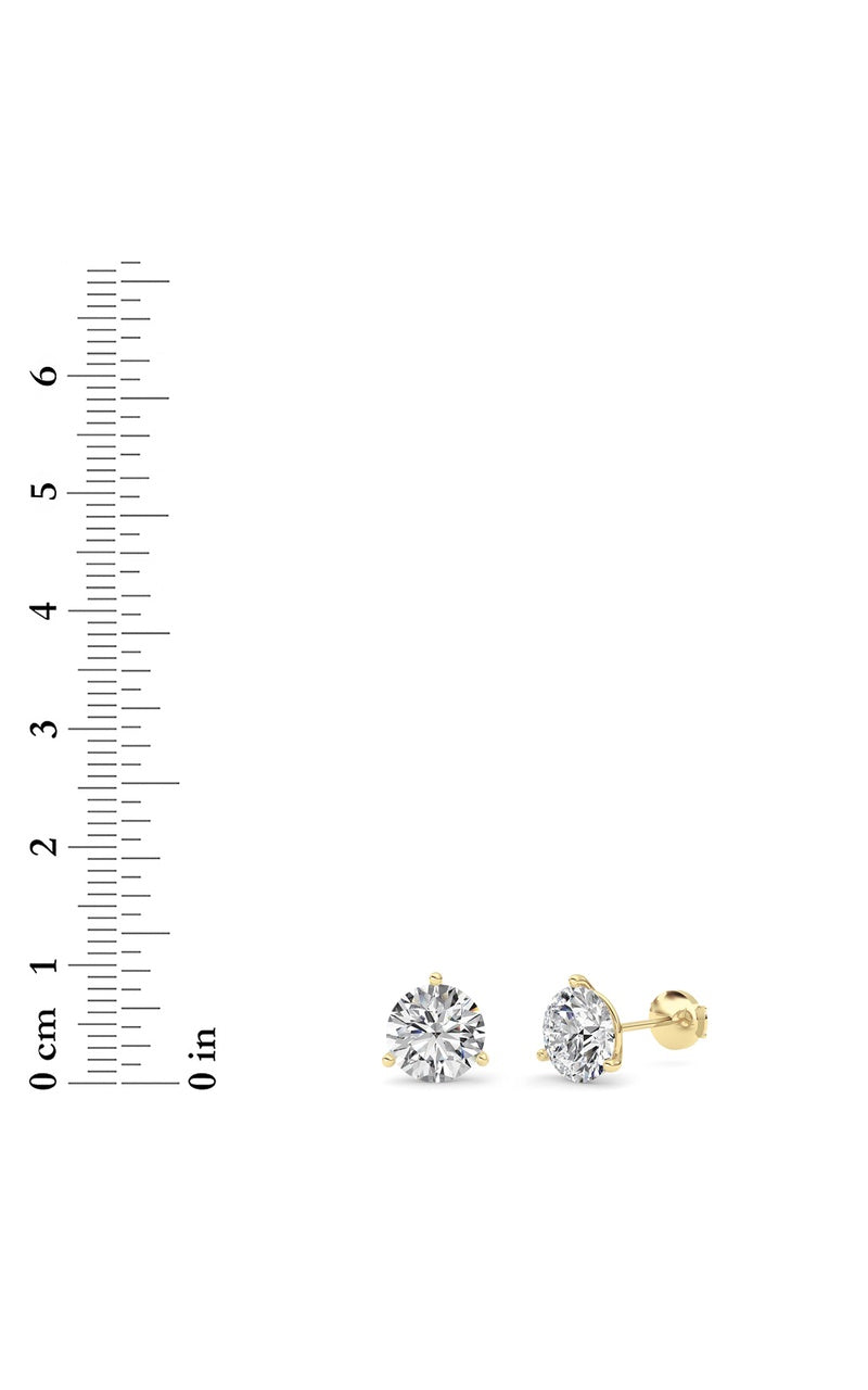 5.5CTW Round Shaped Lab Grown Diamond (G/VS) Three Prong Martini Stud Earrings in 14K White Gold