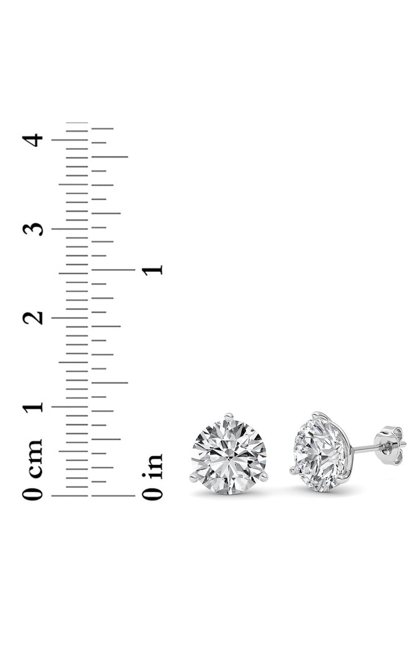 6Cttw Round Shaped Lab Grown Diamond (G/VS) ThreeProng Martini Stud Earrings in 14K White Gold