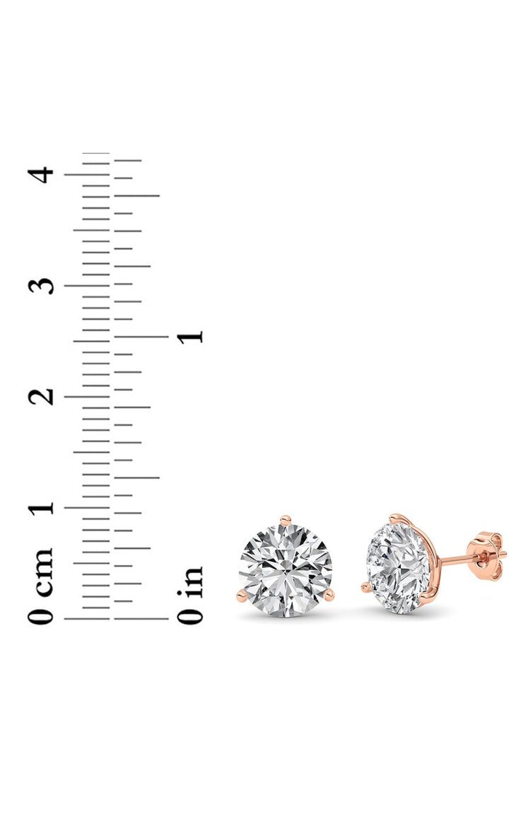 6Cttw Round Shaped Lab Grown Diamond (G/VS) ThreeProng Martini Stud Earrings in 14K White Gold