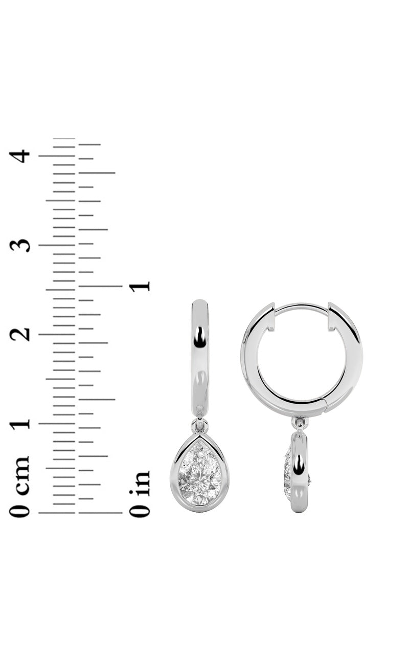 1Cttw Pear Shaped Lab Grown Diamond (F/VS) Dangle Earrings in 14K Gold