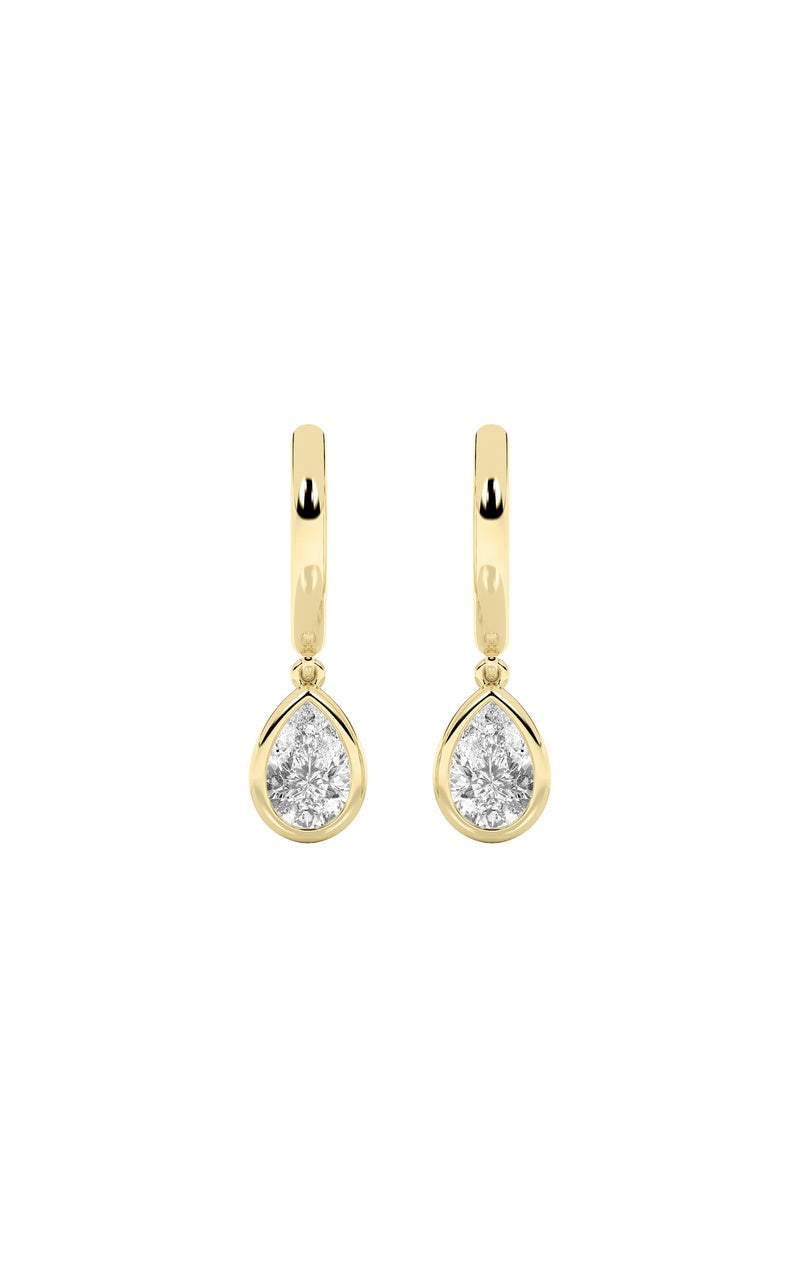 1CTW Pear Shaped Lab Grown Diamond (F/VS) Dangle Earrings in 14K Gold