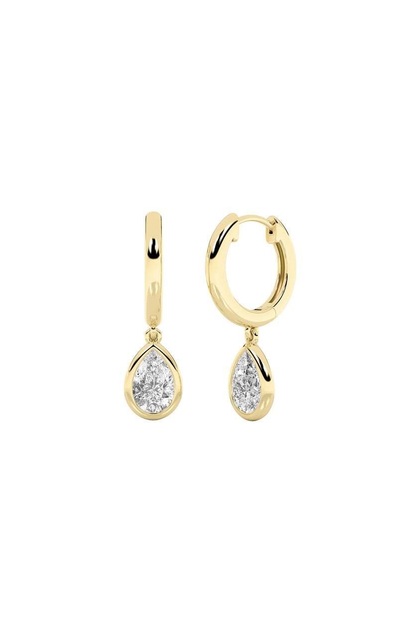 1Cttw Pear Shaped Lab Grown Diamond (F/VS) DangleEarrings in 14K Gold