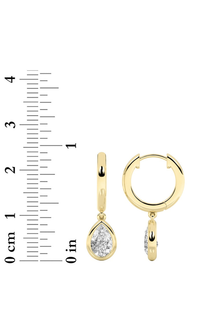 1Cttw Pear Shaped Lab Grown Diamond (F/VS) DangleEarrings in 14K Gold