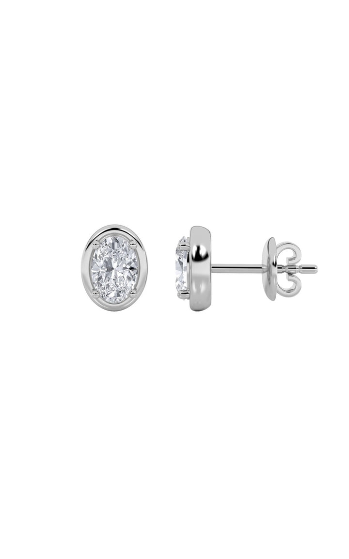 2CTW Oval Shaped Lab Grown Diamond (F/VS) Stud Earrings in 14K Gold