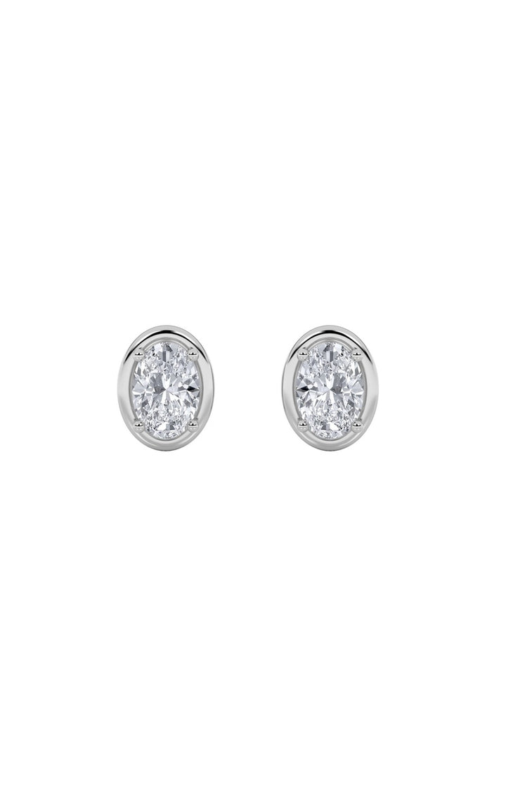 2Cttw Oval Shaped Lab Grown Diamond (F/VS) Stud Earrings in 14K Gold