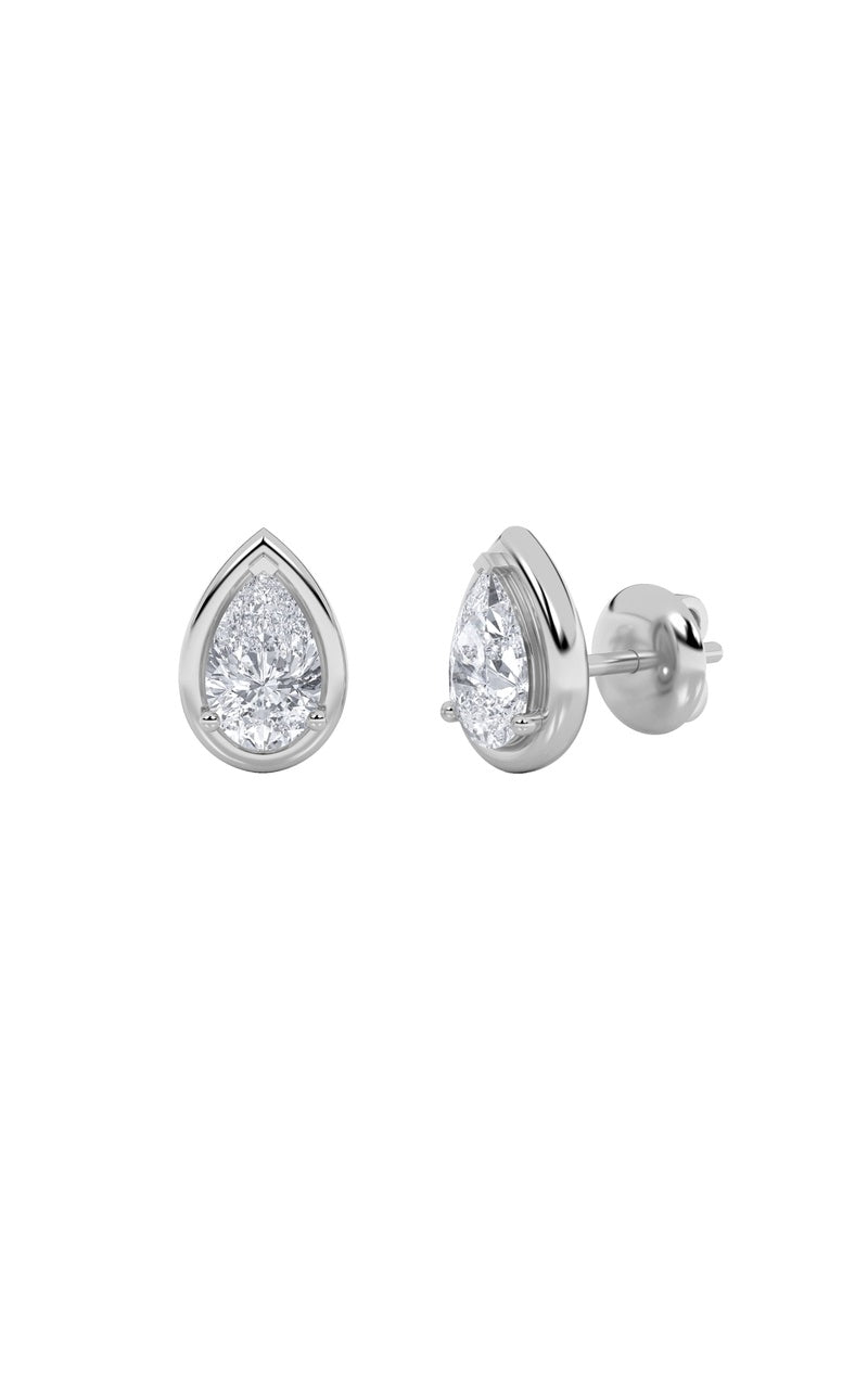2CTW Pear Shaped Lab Grown Diamond (F/VS) Stud Earrings in 14K Gold