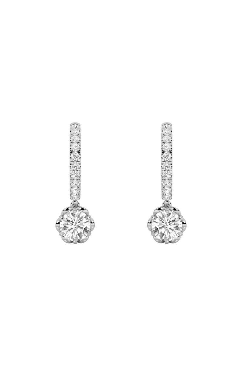 2.5Cttw Round Shaped Lab Grown Diamond (F/VS) Dangle Hoop Earrings in 14K Gold