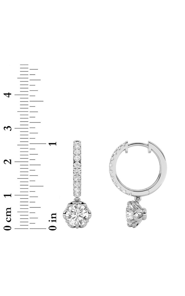 2.5Cttw Round Shaped Lab Grown Diamond (F/VS) Dangle Hoop Earrings in 14K Gold