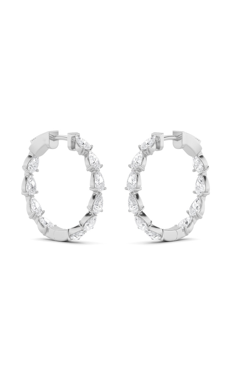 4Cttw Pear Shaped Lab Grown Diamond (F/VS) Inside Out Hoop Earrings in 14K Gold