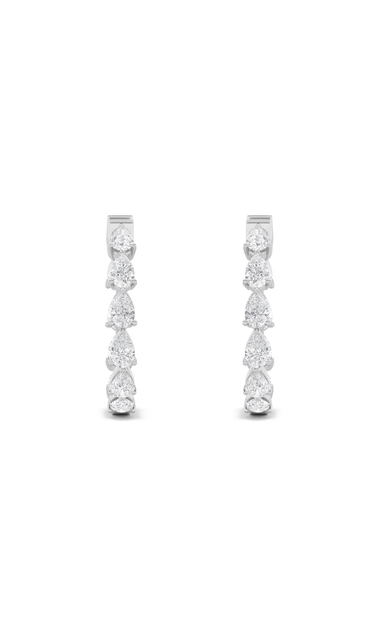 4CTW Pear Shaped Lab Grown Diamond (F/VS) Inside Out Hoop Earrings in 14K Gold