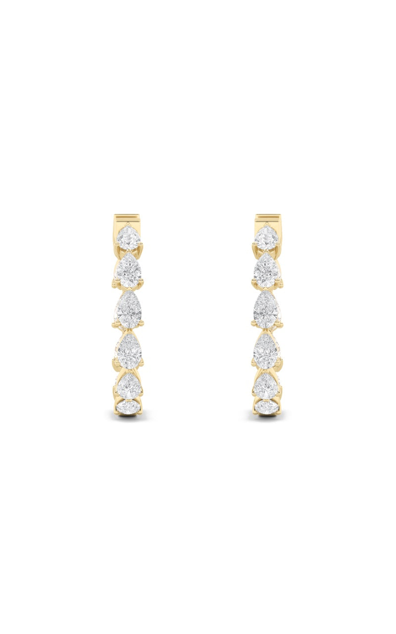 4CTW Pear Shaped Lab Grown Diamond (F/VS) Inside Out Hoop Earrings in 14K Gold
