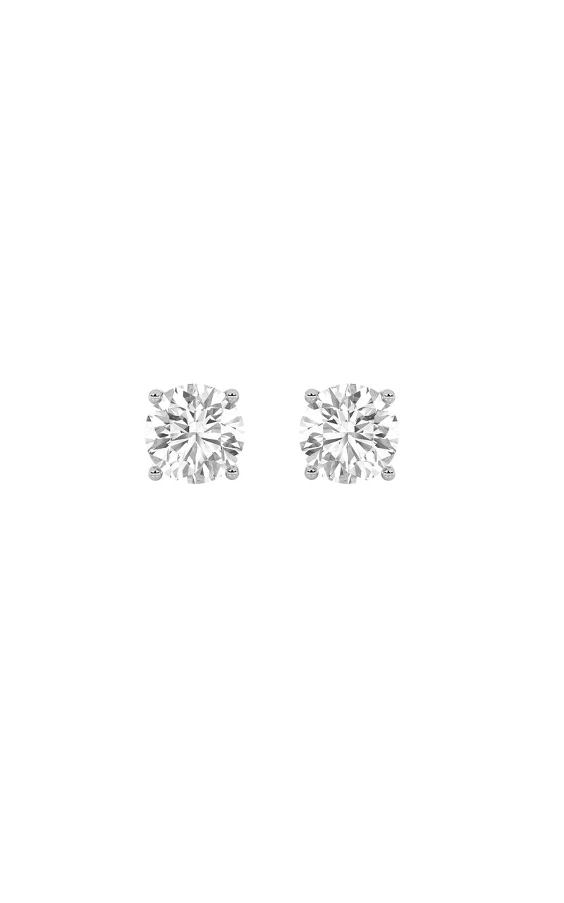 2Cttw Round Shaped Lab Grown Diamond 4 Prong Stud Earrings in 14K Gold (F/VS)