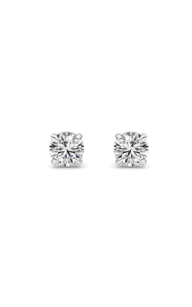 1CTW Round Shaped Lab Grown Diamond 4 Prong Stud Earrings in 14K Gold (F/VS)