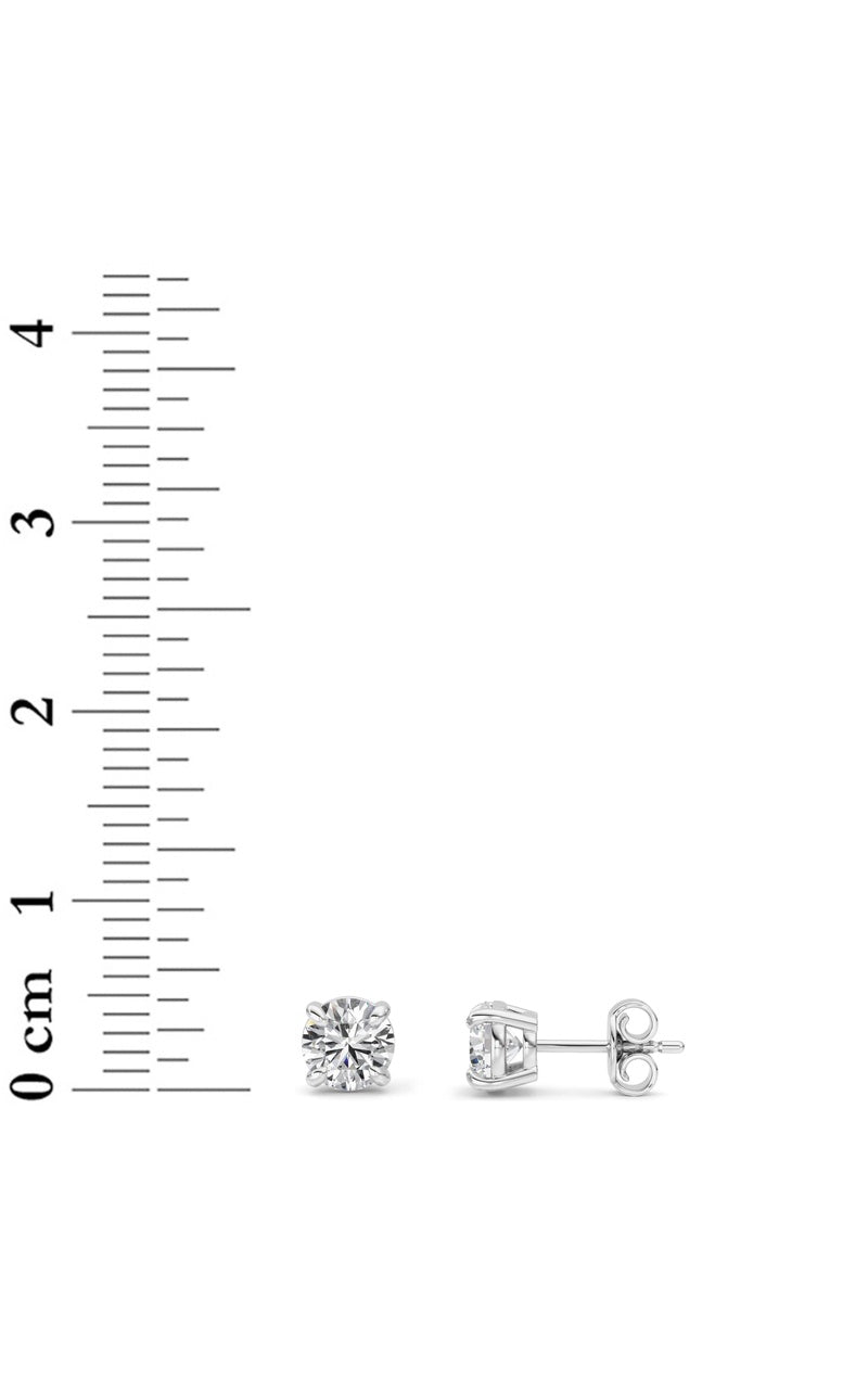 1CTW Round Shaped Lab Grown Diamond 4 Prong Stud Earrings in 14K Gold (F/VS)