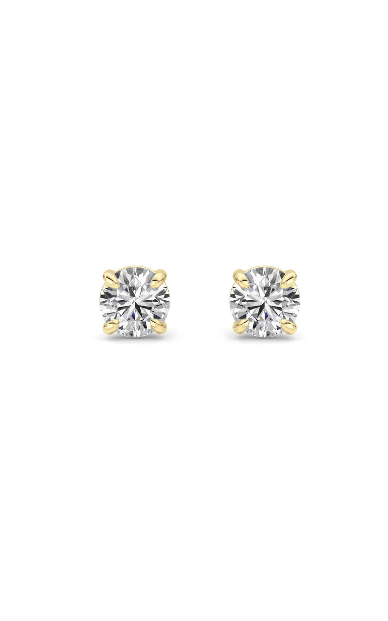 1CTW Round Shaped Lab Grown Diamond 4 Prong Stud Earrings in 14K Gold (F/VS)