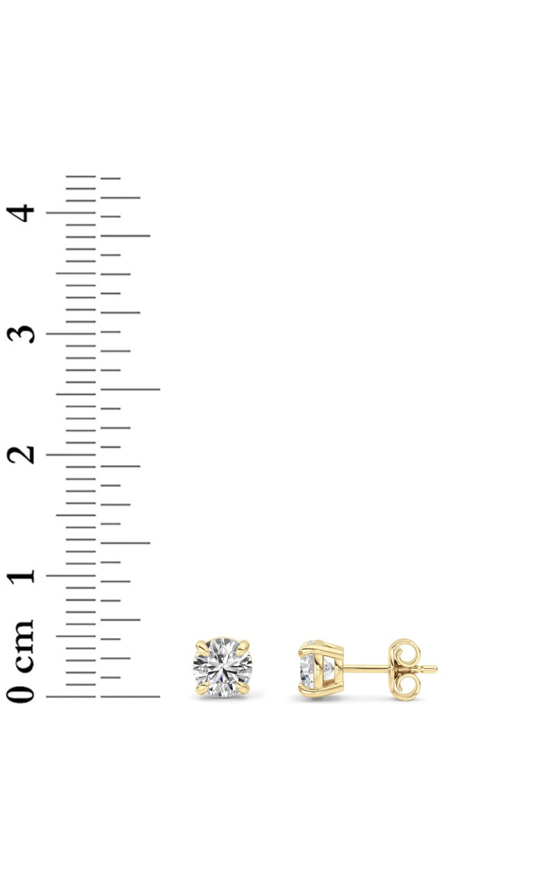 1CTW Round Shaped Lab Grown Diamond 4 Prong Stud Earrings in 14K Gold (F/VS)