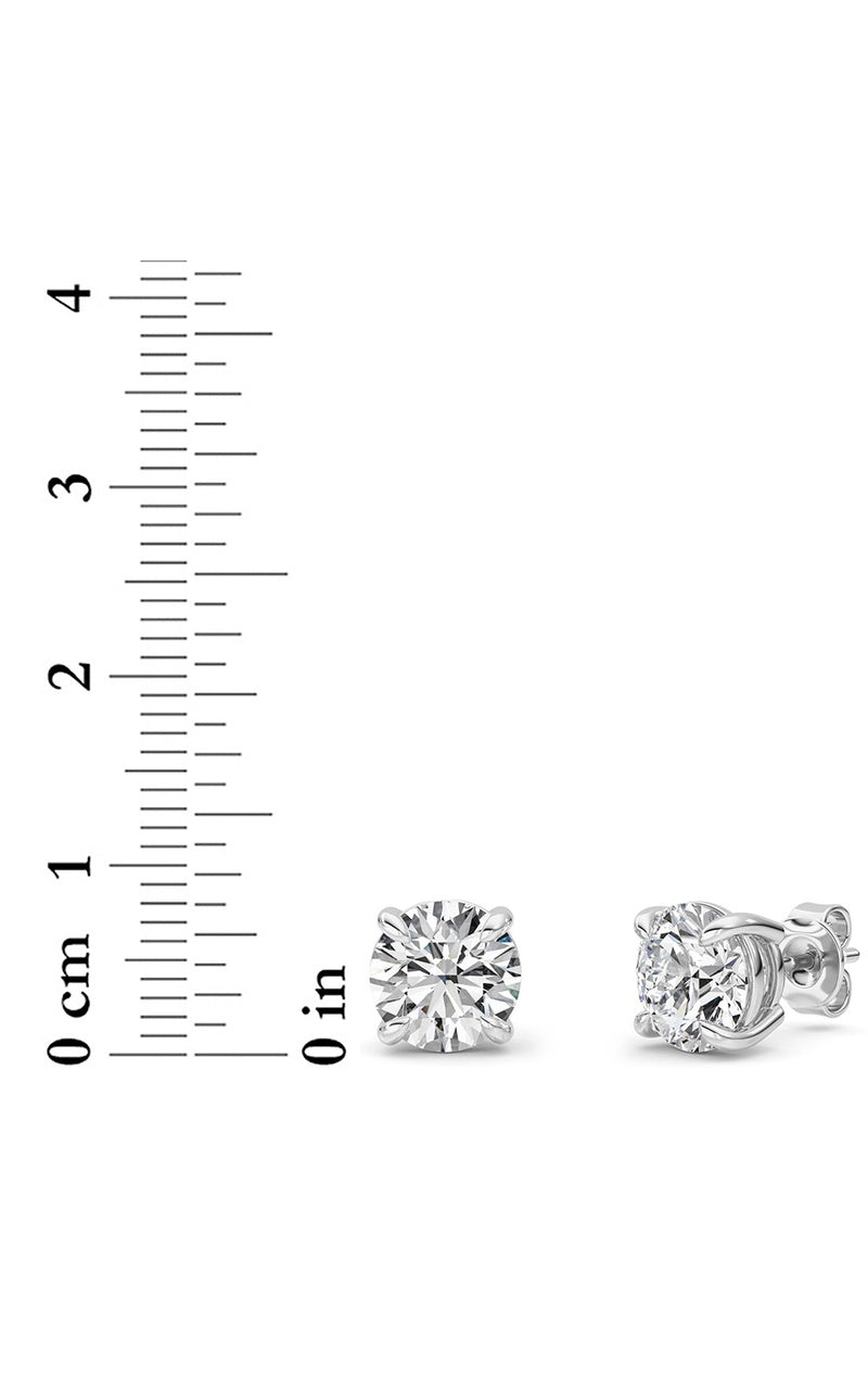 4Cttw Round Shaped Lab Grown Diamond 4 Prong StudEarrings in 14K Gold (F/VS)
