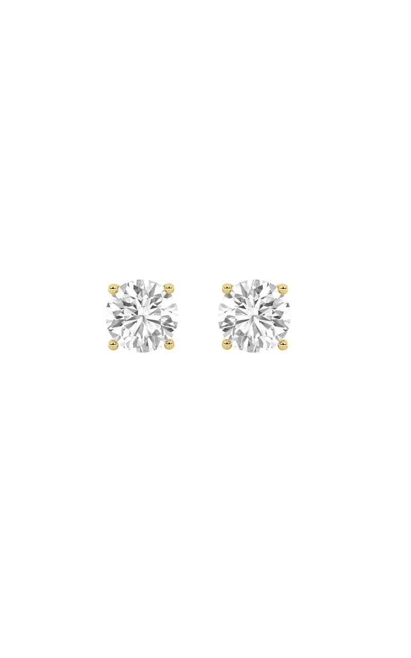 1Cttw Round Shaped Lab Grown Diamond 4 Prong Stud Earrings in 14K Gold (F/VS)
