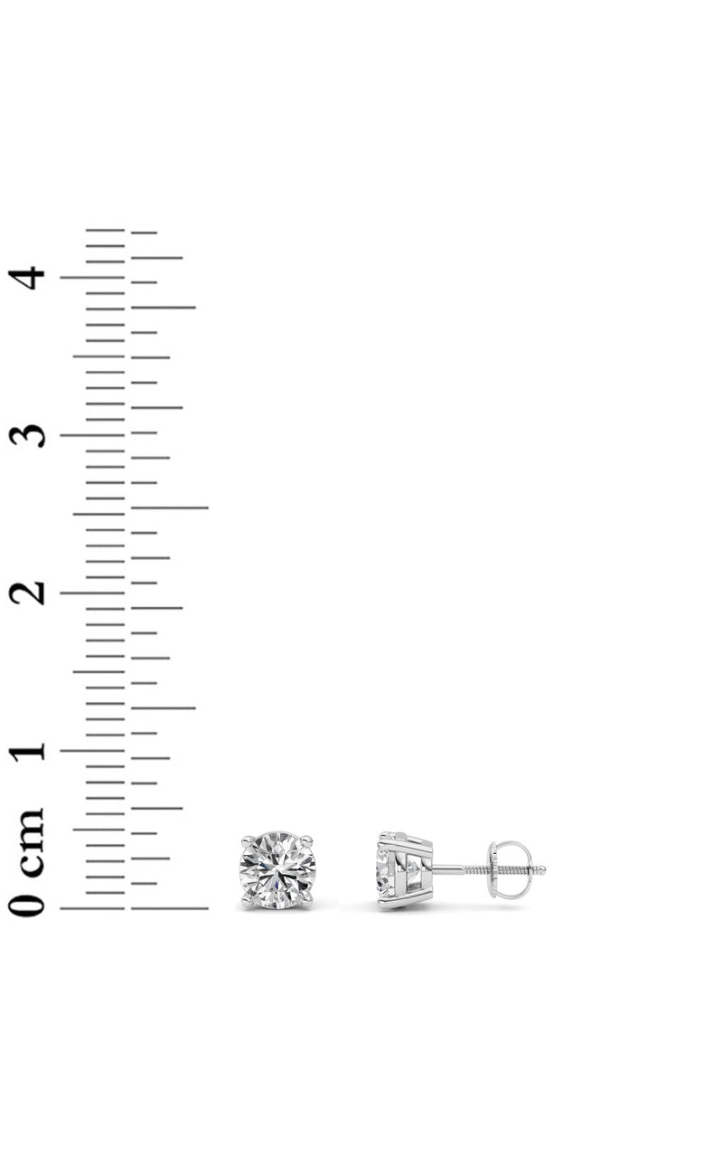 1Cttw Round Shaped Lab Grown Diamond (F/VS) Stud Earrings in 14K Gold