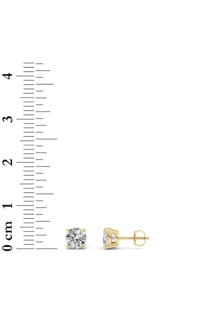 1CTW Round Shaped Lab Grown Diamond (F/VS) Stud Earrings in 14K Gold