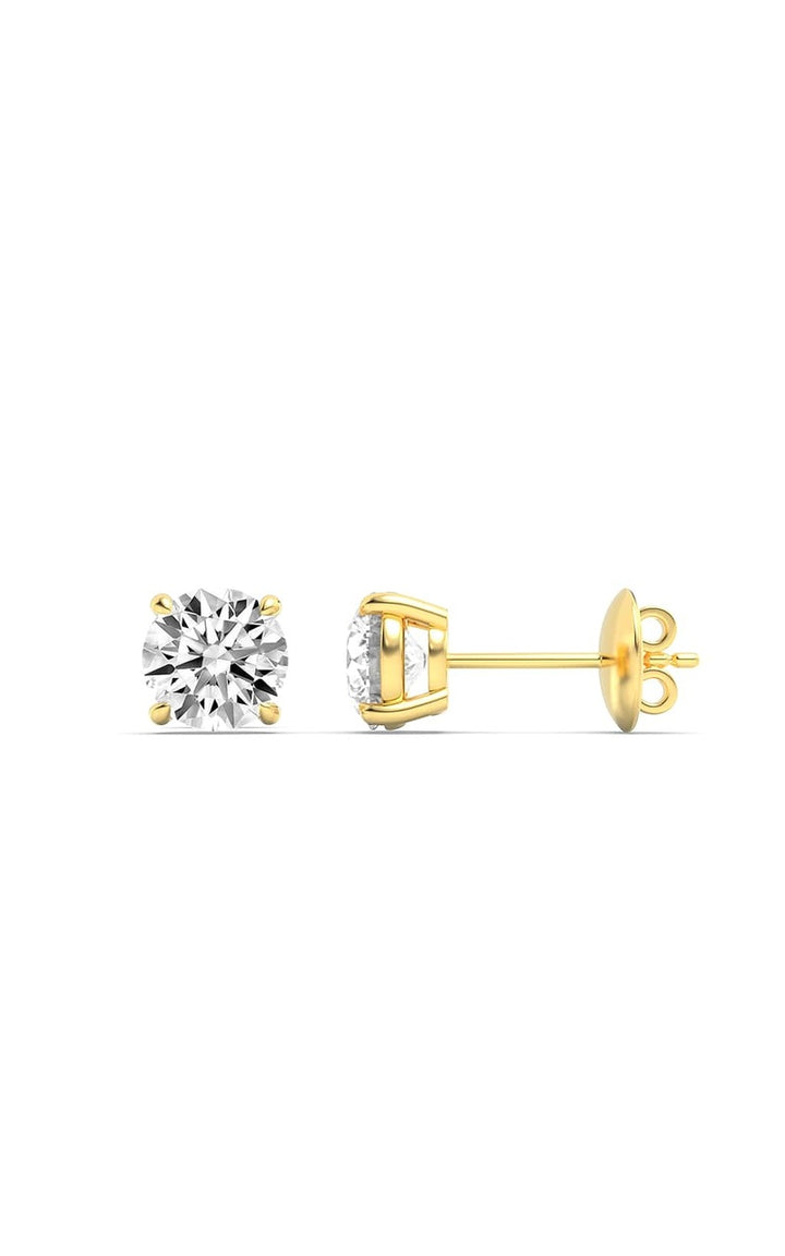 10CTW Round Shaped Lab Grown Diamond 4 Prong Stud Earrings in 14K Gold (F/VS)