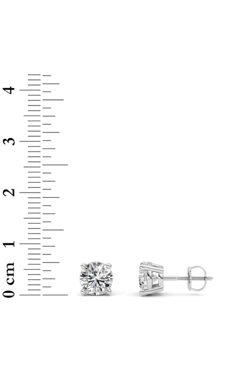 2CTW Round Shaped Lab Grown Diamond (F/VS) Stud Earrings in 14K Gold
