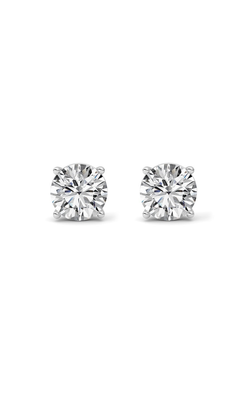 5Cttw Round Shaped Lab Grown Diamond (F/VS) Stud Earrings in 14K White Gold