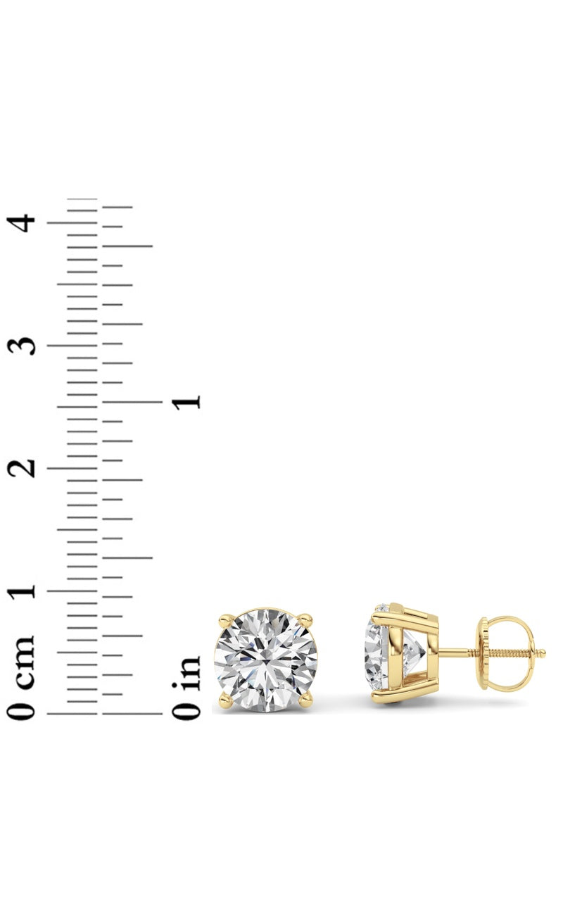 5Cttw Round Shaped Lab Grown Diamond (F/VS) Stud Earrings in 14K White Gold
