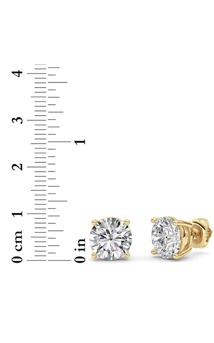 6Cttw Round Shaped Lab Grown Diamond (F/VS) Stud Earrings in 14K White Gold