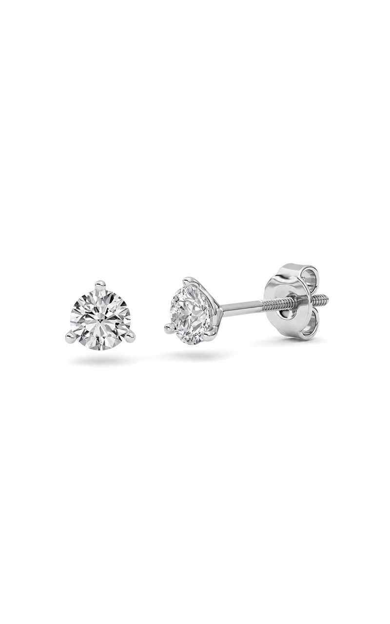 0.5CTW Round Shaped Lab Grown Diamond (F/VS) Stud Earrings in 14K Gold, 14K White Gold