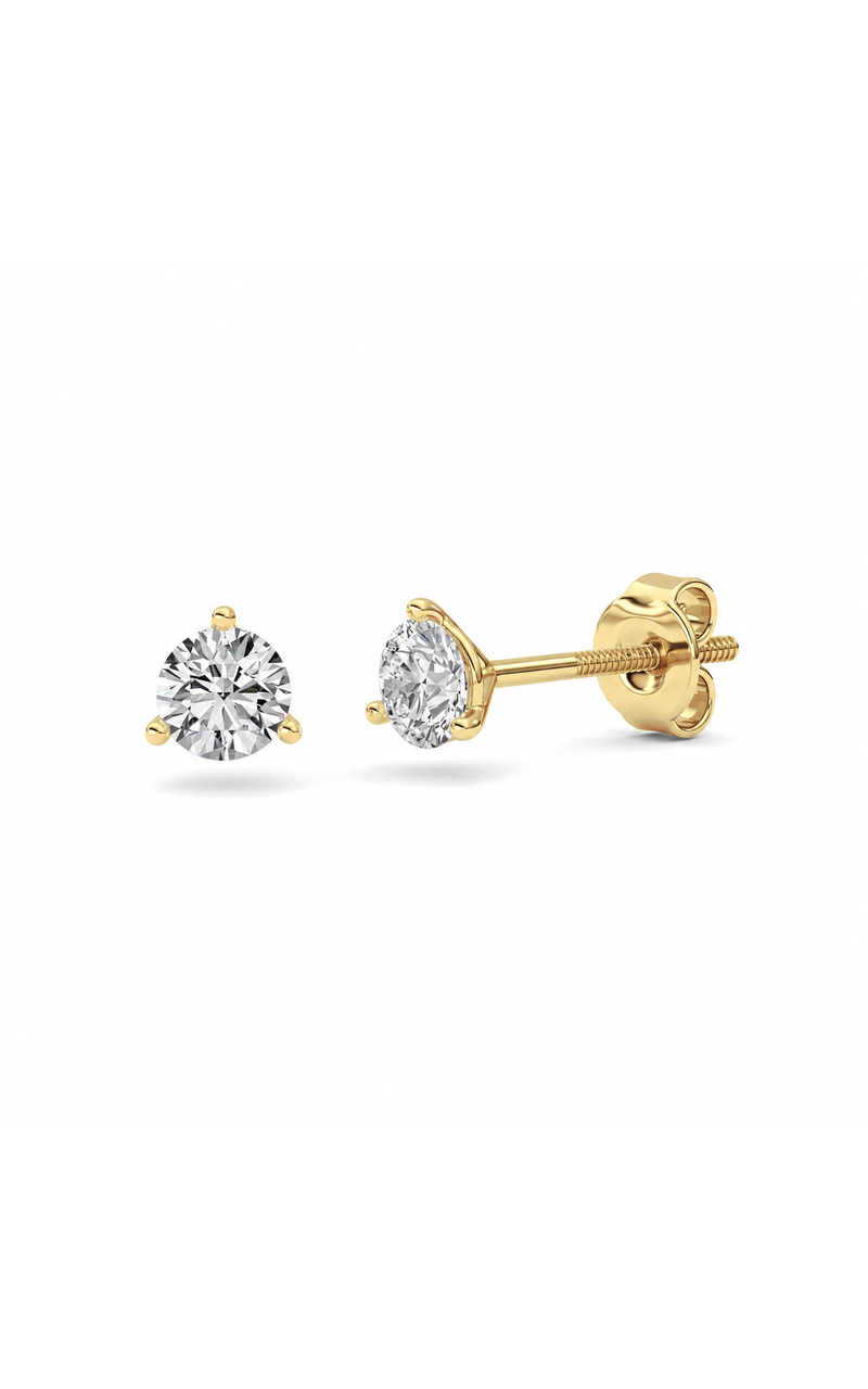 0.5CTW Round Shaped Lab Grown Diamond (F/VS) Stud Earrings in 14K Gold, 14K Yellow Gold