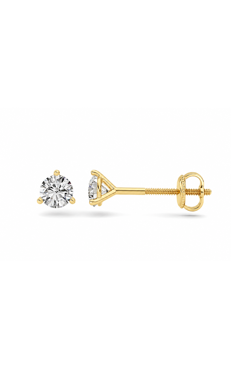 0.5CTW Round Shaped Lab Grown Diamond (F/VS) Stud Earrings in 14K Gold, 14K Yellow Gold
