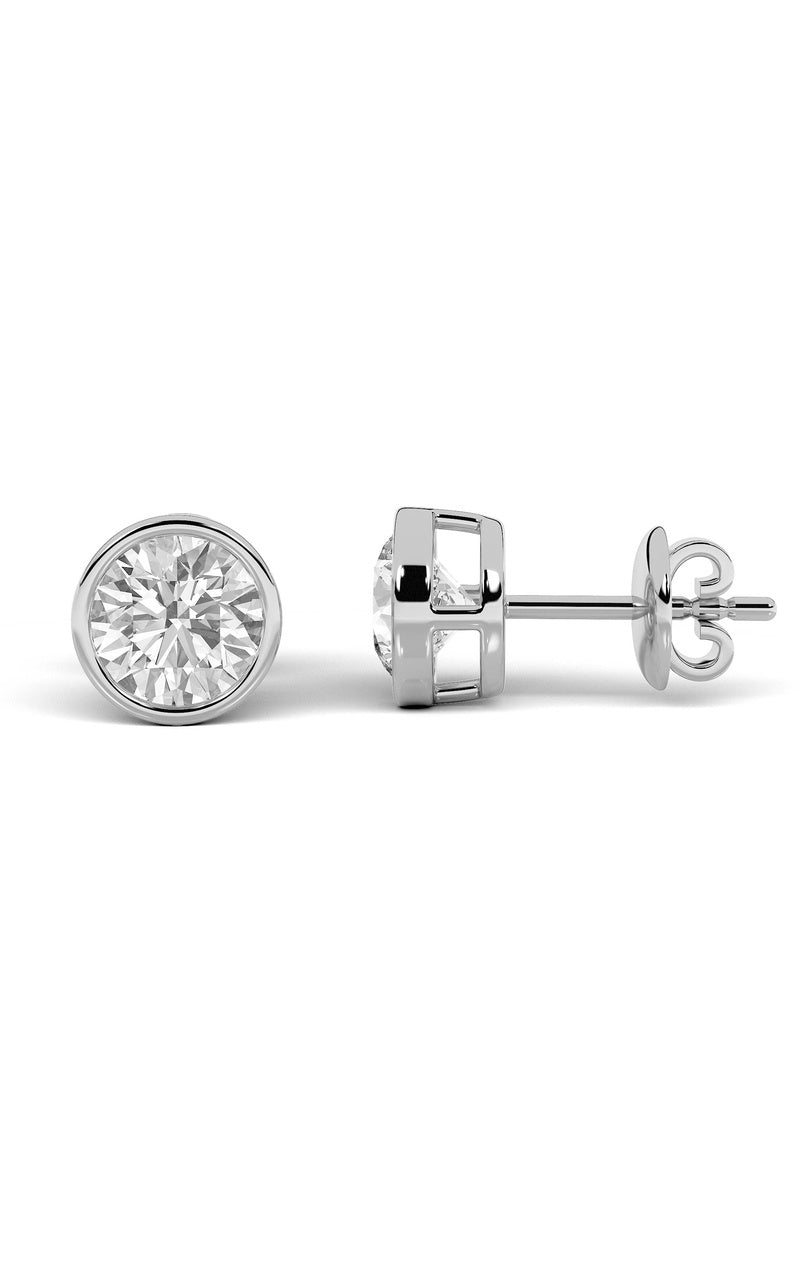 4Cttw Round Shaped Lab Grown Diamond (F/VS) Stud Earrings in 14K Gold