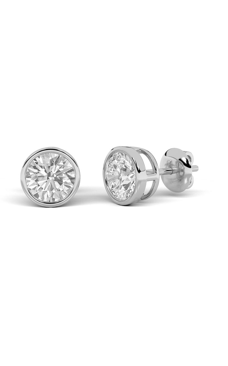 4CTW Round Shaped Lab Grown Diamond (F/VS) Stud Earrings in 14K Gold