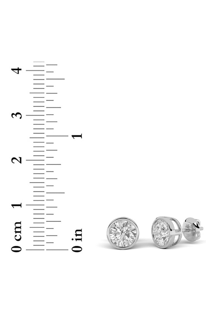 4CTW Round Shaped Lab Grown Diamond (F/VS) Stud Earrings in 14K Gold