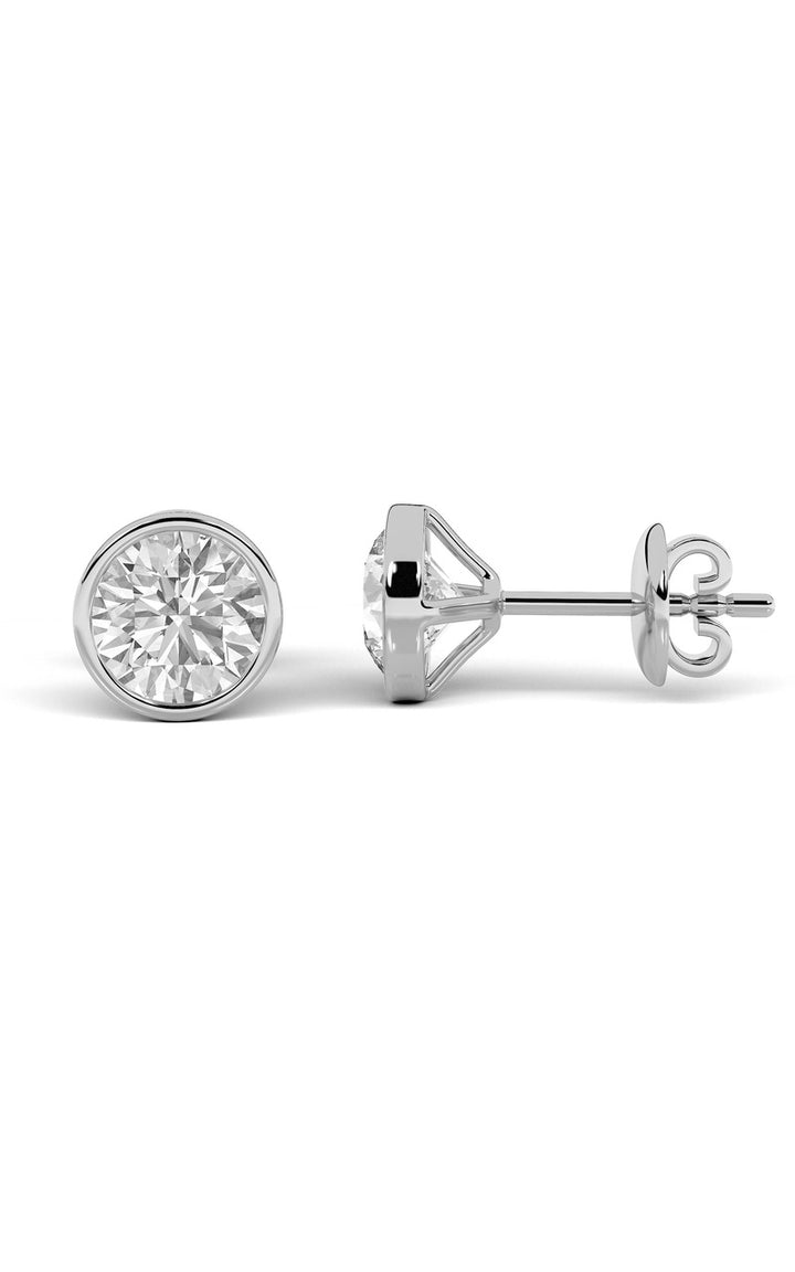 4Cttw Round Shaped Lab Grown Diamond (F/VS) Stud Earrings in 14K Gold