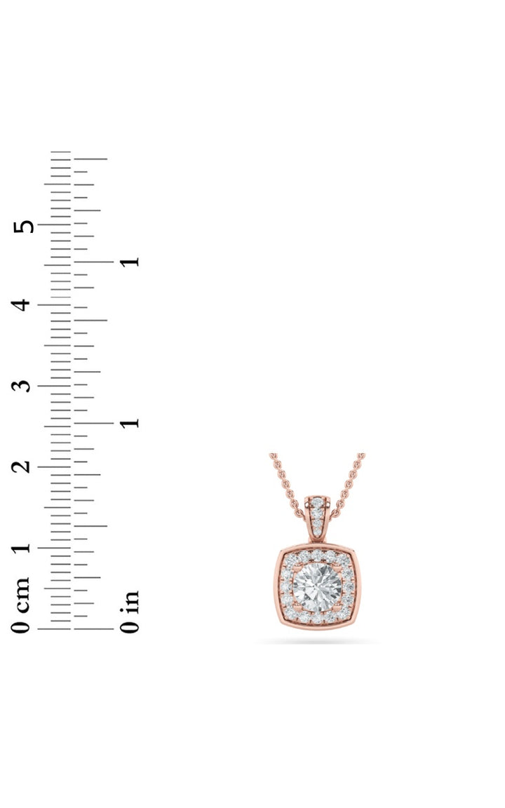 0.75Cttw Round Shaped Lab Grown Diamond (F/VS) Halo Pendant in 14K Gold