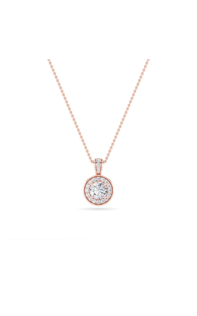0.75Cttw Oval Shaped Lab Grown Diamond (F/VS) HaloPendant in 14K Gold